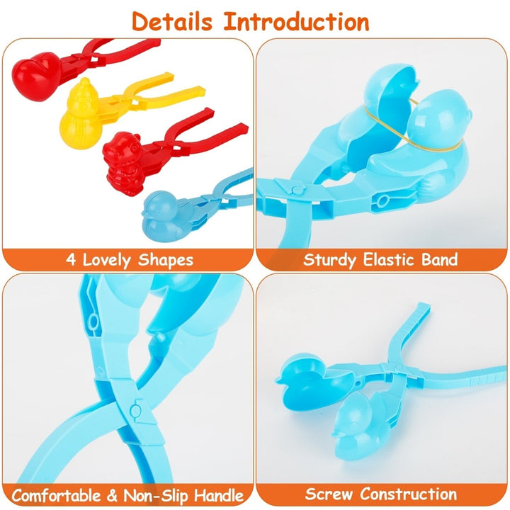 4Pcs Snowball Maker Set Multi-Color PP Molds with Handle for Winter Fun Image 4