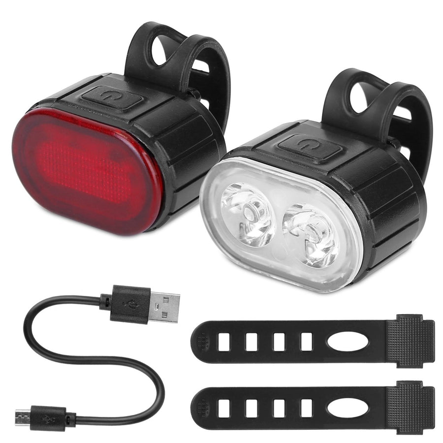 Bike Headlight Taillight Set USB Rechargeable Bicycle Safety Lamp IPX4 Waterproof Bicycle LED Front Light Taillight Image 1