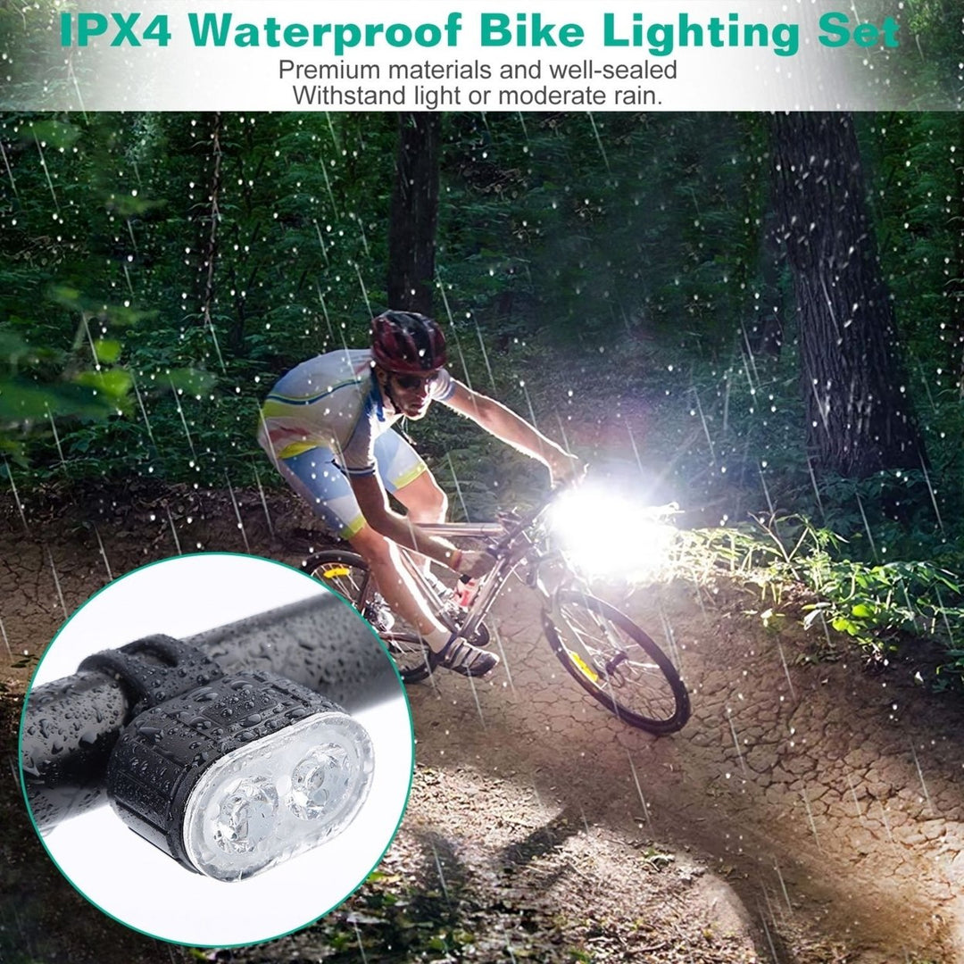 Bike Headlight Taillight Set USB Rechargeable Bicycle Safety Lamp IPX4 Waterproof Bicycle LED Front Light Taillight Image 4