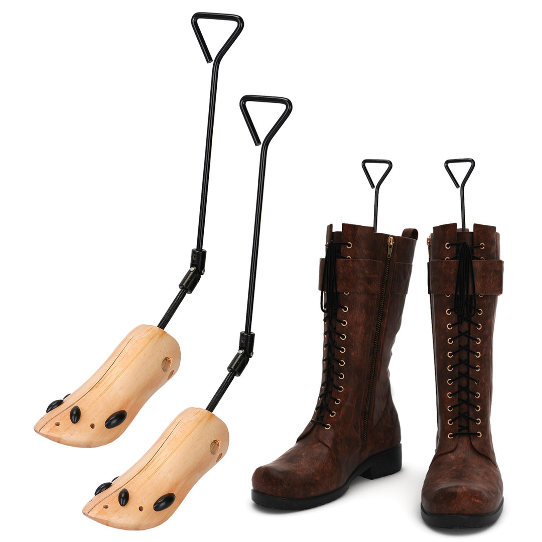 One Pair Boot Stretcher Adjustable Width Shoe Shaper Wooden Boot Widener Expander for Men Image 1