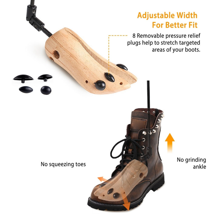 One Pair Boot Stretcher Adjustable Width Shoe Shaper Wooden Boot Widener Expander for Men Image 4
