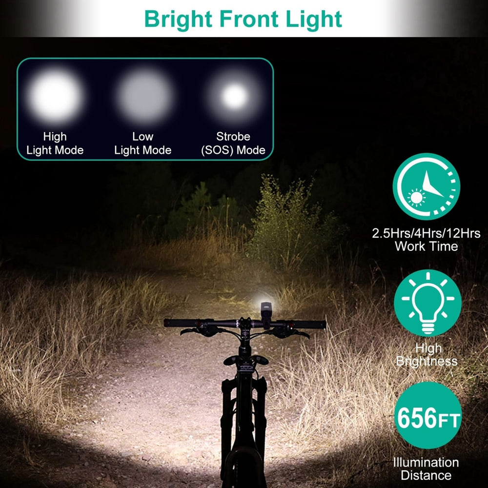 USB Rechargeable Waterproof LED Bicycle Light Set Bike Headlight Taillight Kit Image 2