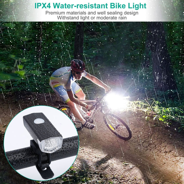 USB Rechargeable Waterproof LED Bicycle Light Set Bike Headlight Taillight Kit Image 4