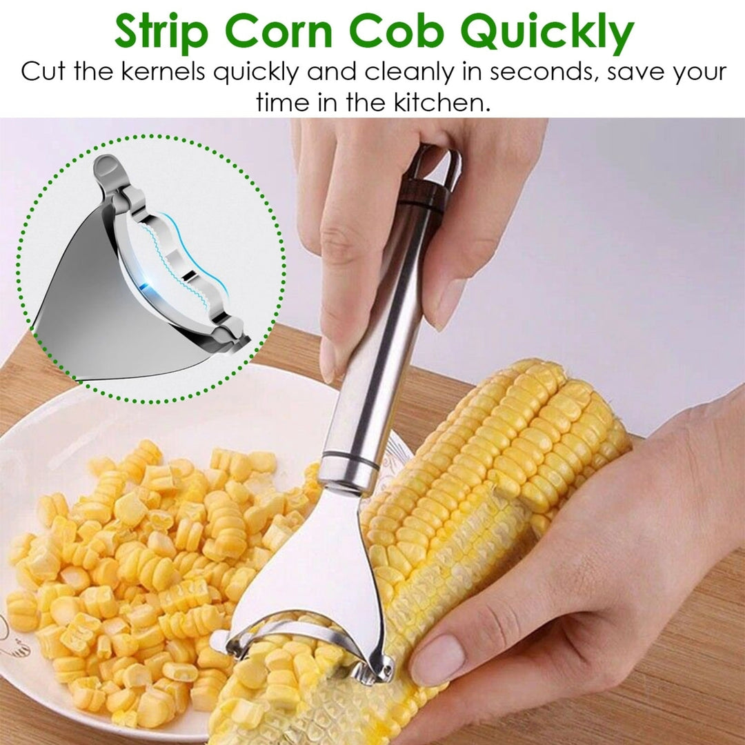 2Pcs Stainless Steel Corn Cob Peelers One-Step Cob Kerneler Remover Kitchen Corn Stripper Cutter Slicer Thresher Tool Image 4