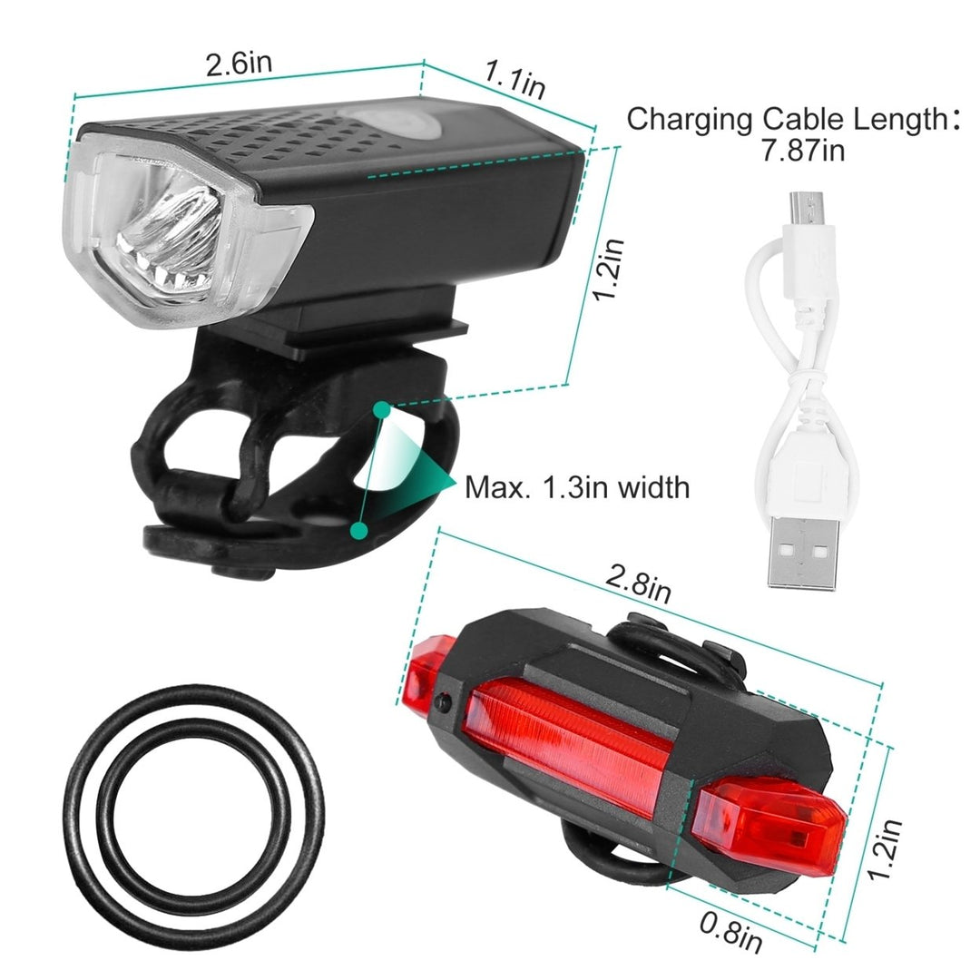 USB Rechargeable Waterproof LED Bicycle Light Set Bike Headlight Taillight Kit Image 7