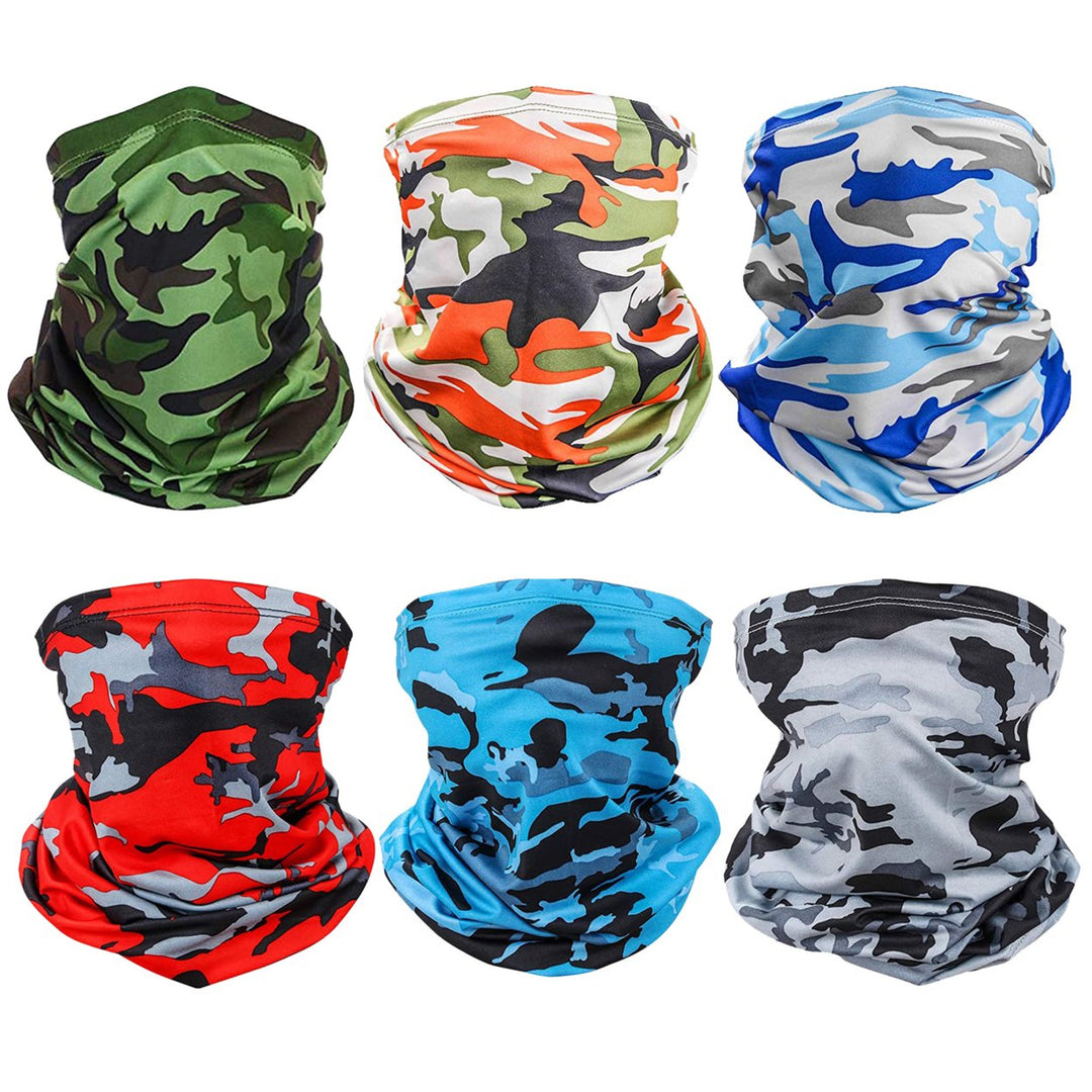 Set of 6 Summer Neck Gaiters UV Protection Cooling Face Masks Camouflage Ice Silk Image 1