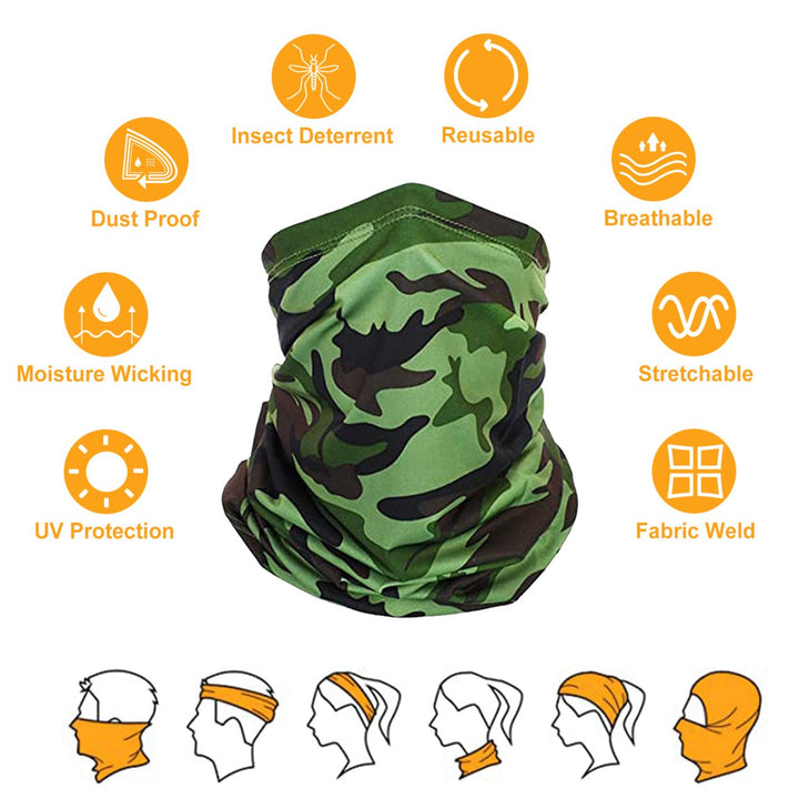 Set of 6 Summer Neck Gaiters UV Protection Cooling Face Masks Camouflage Ice Silk Image 3