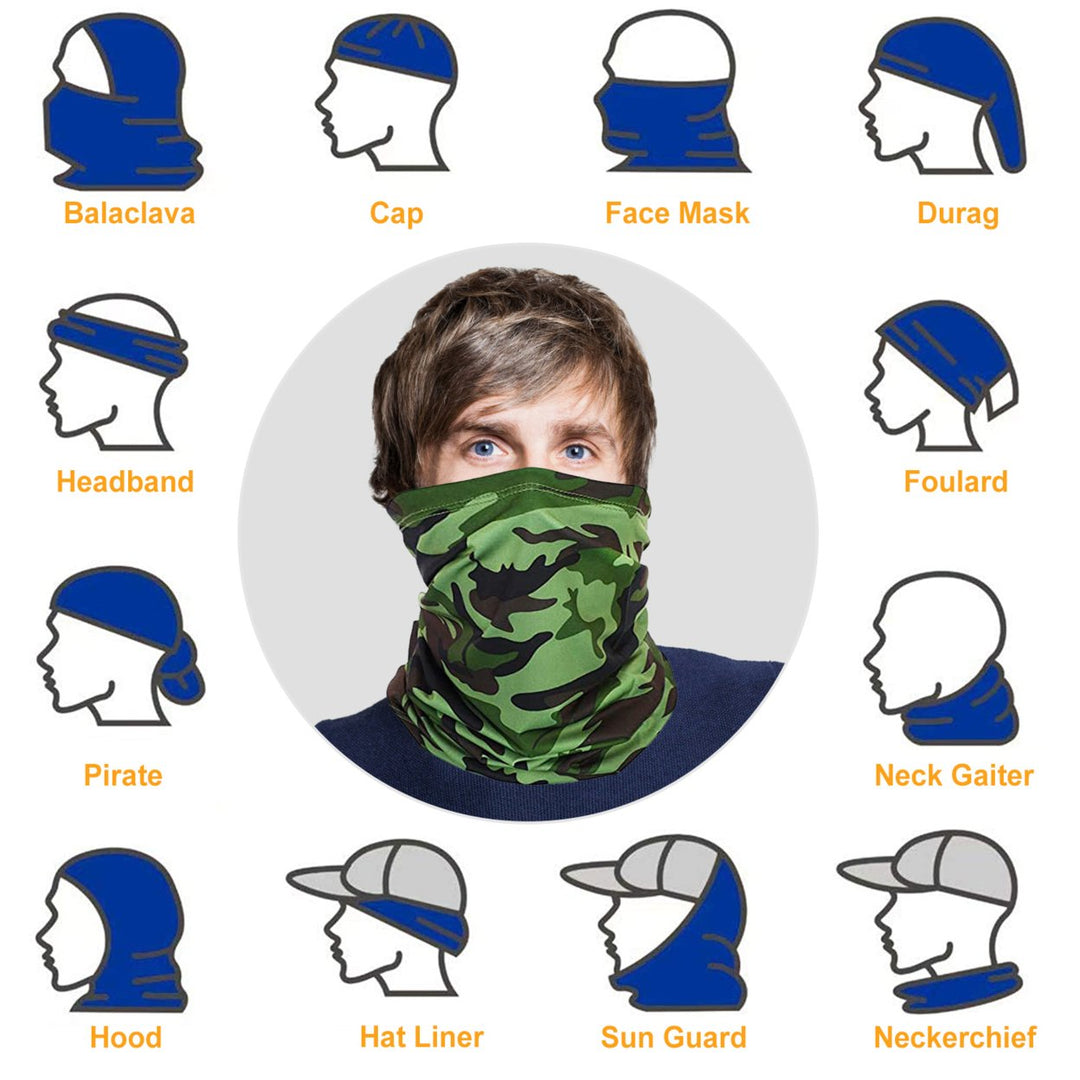 Set of 6 Summer Neck Gaiters UV Protection Cooling Face Masks Camouflage Ice Silk Image 4