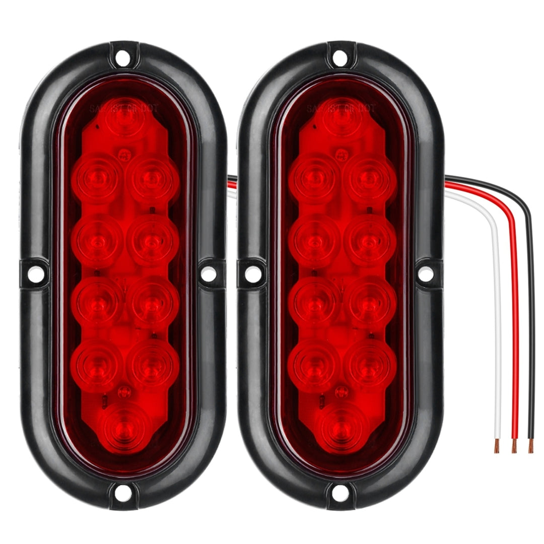 2Pcs Oval LED Brake Light 10LEDs Lamp Stop Turn Tail Light IP65 Waterproof Oval Red Trailer Tail Light for Trunk Jeep RV Image 1
