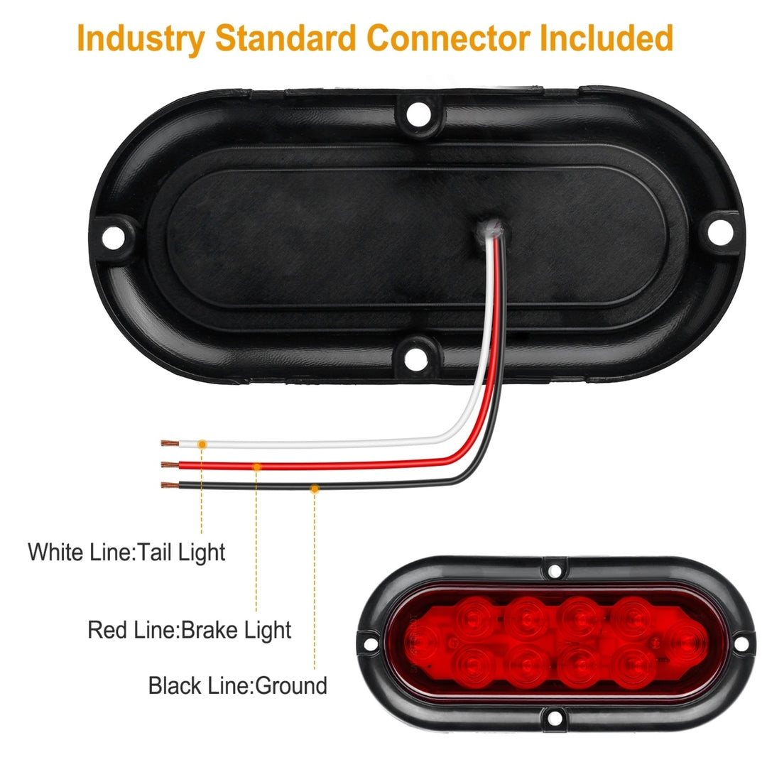 2Pcs Oval LED Brake Light 10LEDs Lamp Stop Turn Tail Light IP65 Waterproof Oval Red Trailer Tail Light for Trunk Jeep RV Image 4