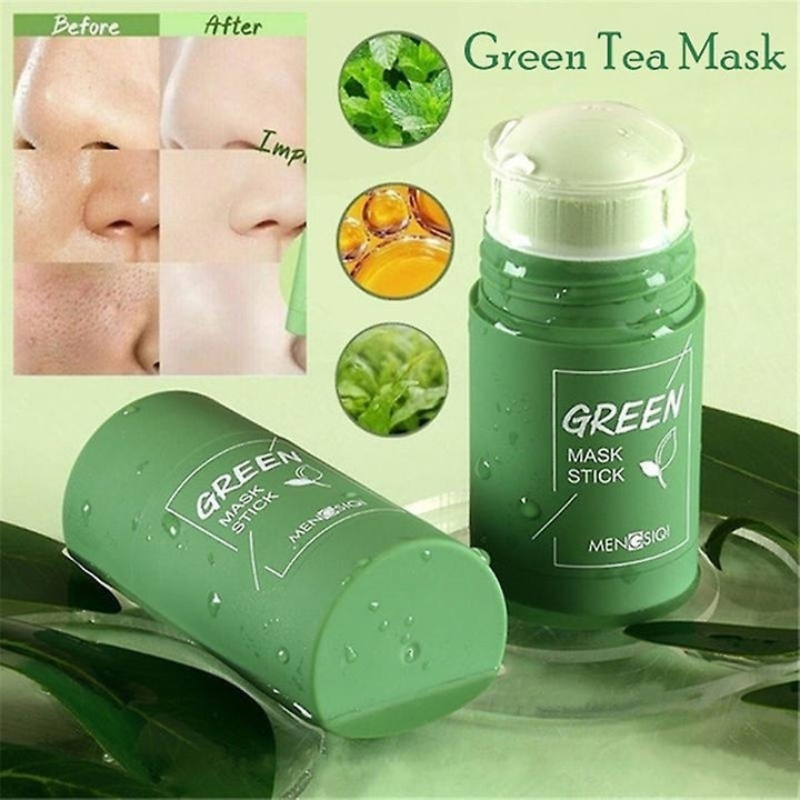 Green Tea Mask Solid Face Cleansing Mask Stick Oil Control Moisturizing Mud Mask Image 3