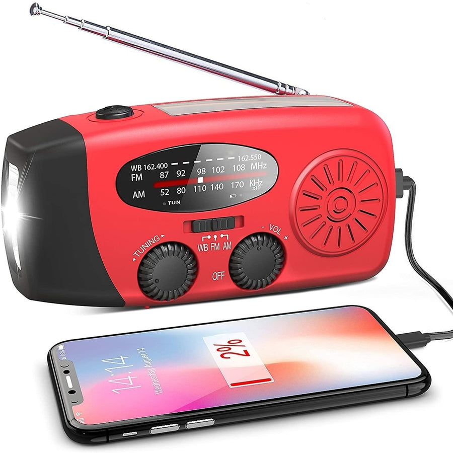 Emergency Solar Radio Hand Crank Weather Radio With Led Flashlight Phone Power Bank Charger Image 1