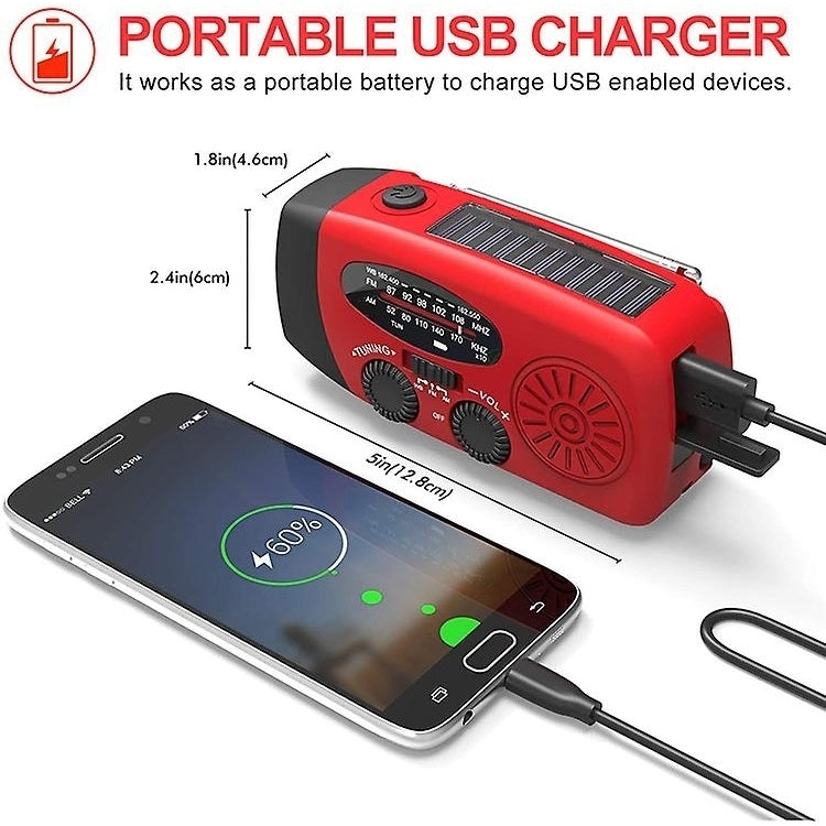 Emergency Solar Radio Hand Crank Weather Radio With Led Flashlight Phone Power Bank Charger Image 4