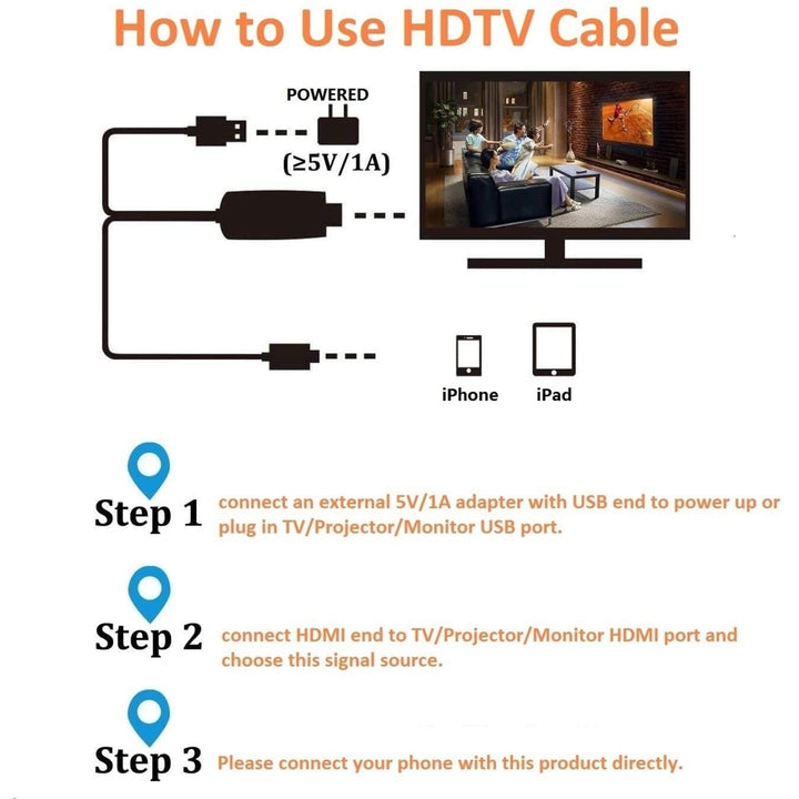 navor Compatible with iPhone to HDMI Adapter Cable1080P High Speed Plug and Play Transmit HDTV for ProjectorMonitor Image 3