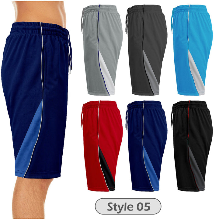 5-Pack: Mens Active Moisture-Wicking Mesh Performance Shorts (S-2XL) Image 6