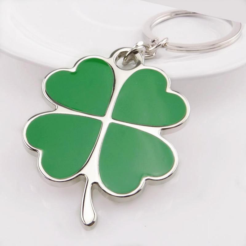 Lucky Four Leaf Clover Keychain Silver Rhodium Green Enamel 4 Leaf Clover Keyring Irish Love Key Chain St Patrick Day Image 4
