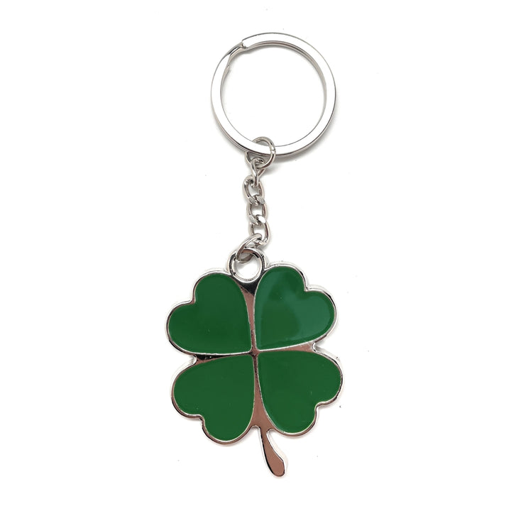 Lucky Four Leaf Clover Keychain Silver Rhodium Green Enamel 4 Leaf Clover Keyring Irish Love Key Chain St Patrick Day Image 6