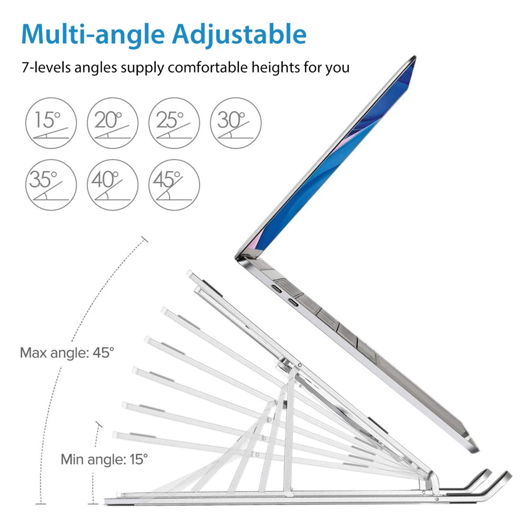 Aluminum Laptop Stand Adjustable Foldable Portable Silver for 15.6 inch Devices Image 4