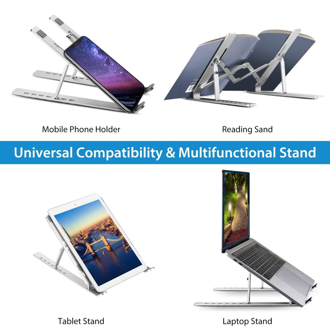 Aluminum Laptop Stand Adjustable Foldable Portable Silver for 15.6 inch Devices Image 4