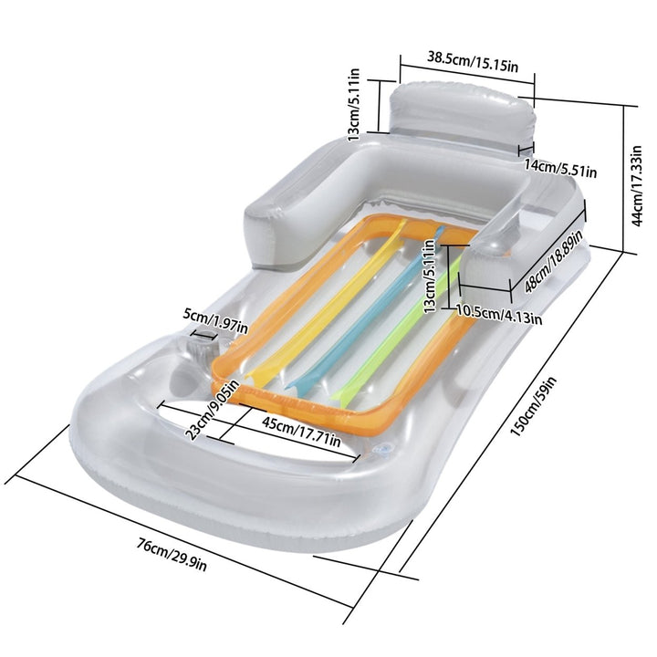 Inflatable Pool Float Raft 59 Inch with Headrest Armrest Cupholder PVC Lounge Image 4