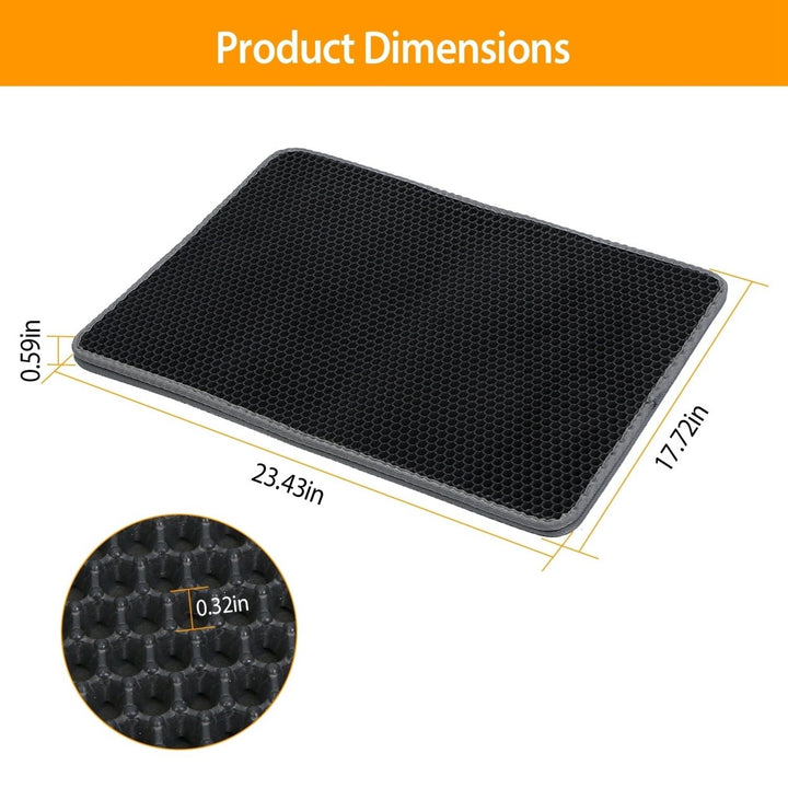 EVA Cat Litter Mat Honeycomb Double Layer Black 23.43x17.72in Urine Proof Image 6