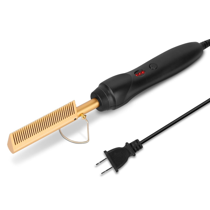 Electric Heating Hair Comb PTC Ceramic Hair Straightener Curler Brush Hair Straight Styler Wet Dry Use  3 Temperature Image 1