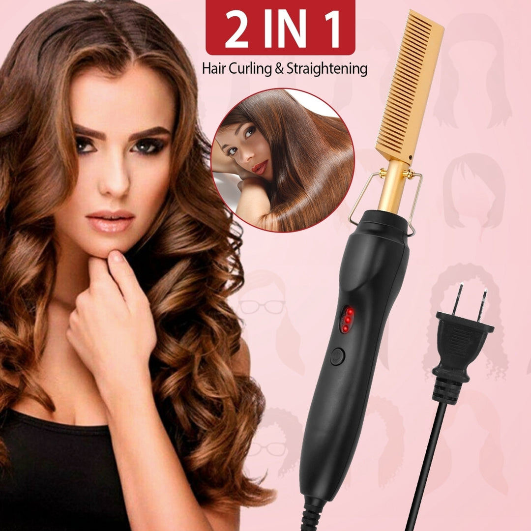 Electric Heating Hair Comb PTC Ceramic Hair Straightener Curler Brush Hair Straight Styler Wet Dry Use  3 Temperature Image 2