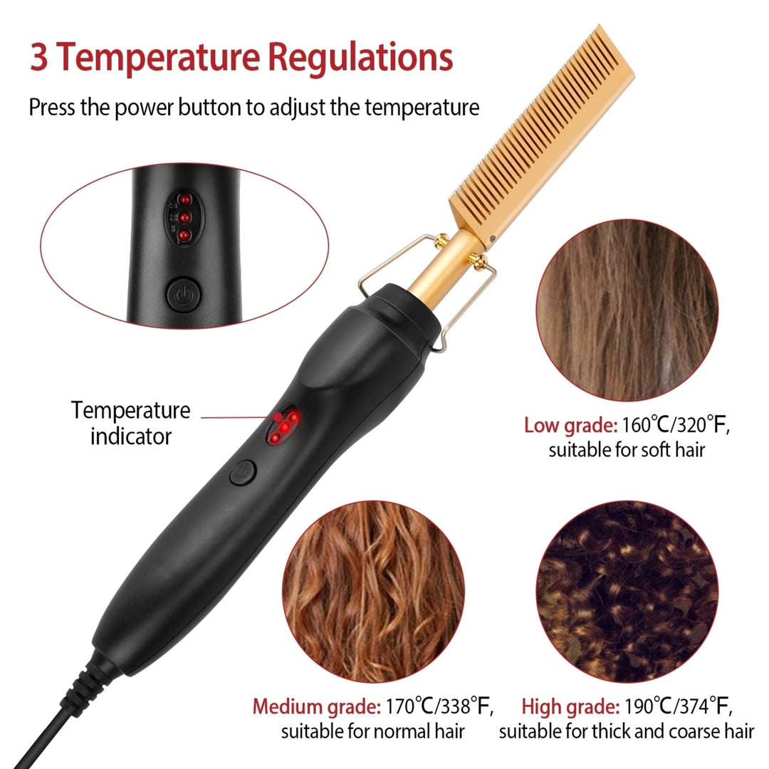 Electric Heating Hair Comb PTC Ceramic Hair Straightener Curler Brush Hair Straight Styler Wet Dry Use  3 Temperature Image 3