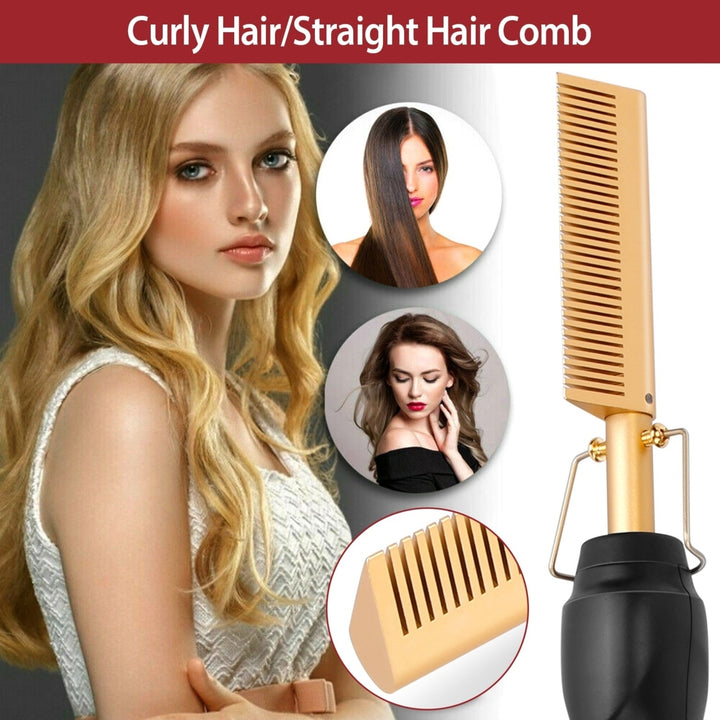 Electric Heating Hair Comb PTC Ceramic Hair Straightener Curler Brush Hair Straight Styler Wet Dry Use  3 Temperature Image 4