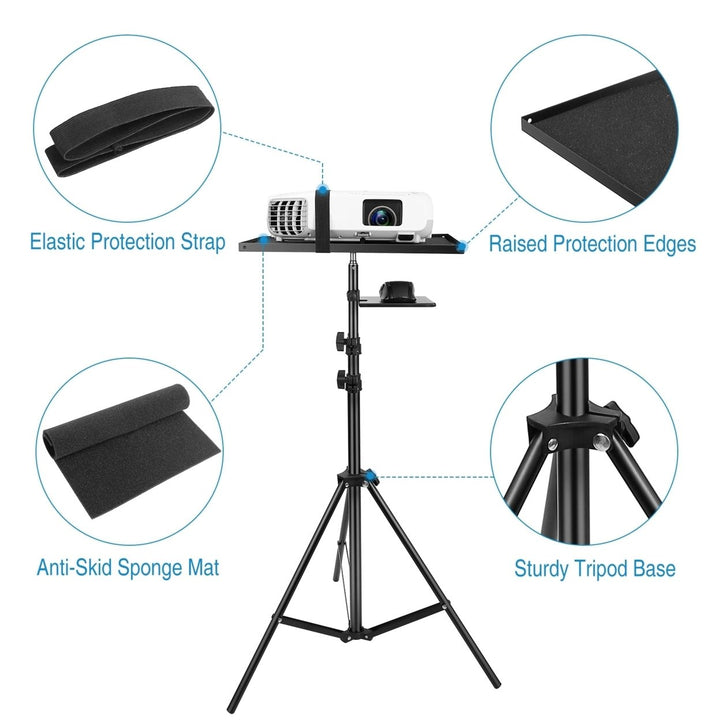 Adjustable Laptop Projector Tripod Stand Black Durable Portable 27 to 74 Inch Image 4