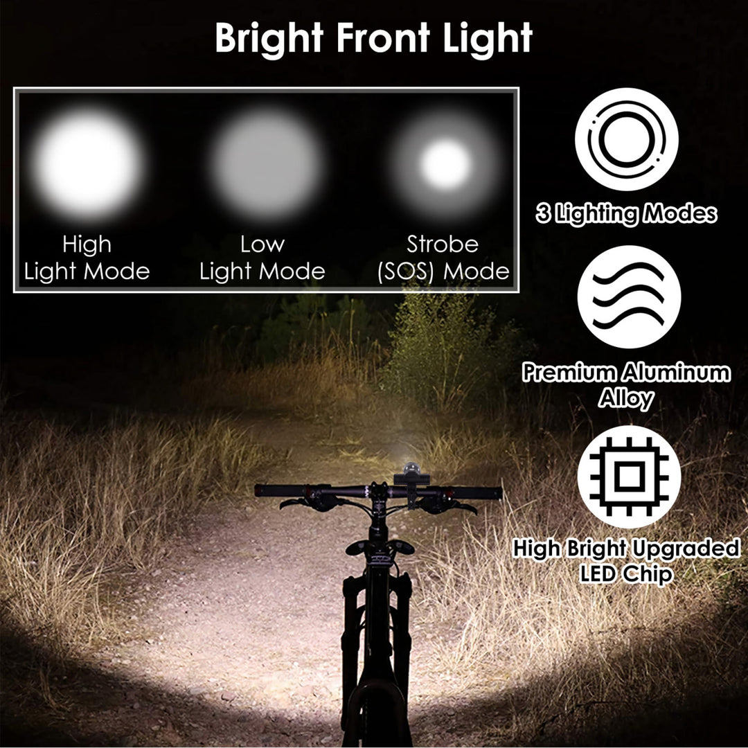 USB Rechargeable LED Bike Headlight IPX6 Waterproof Aluminum Alloy Front Light Image 4