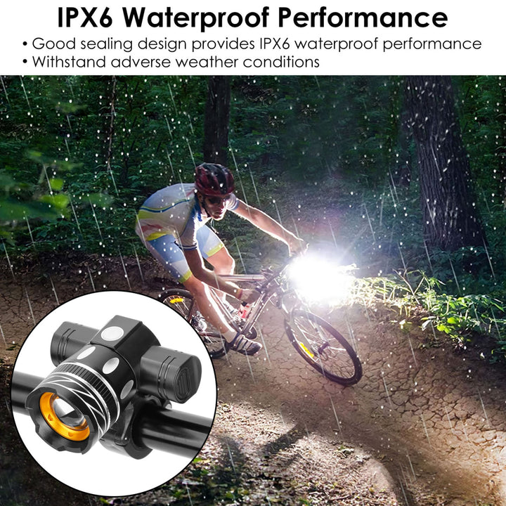 USB Rechargeable LED Bike Headlight IPX6 Waterproof Aluminum Alloy Front Light Image 4