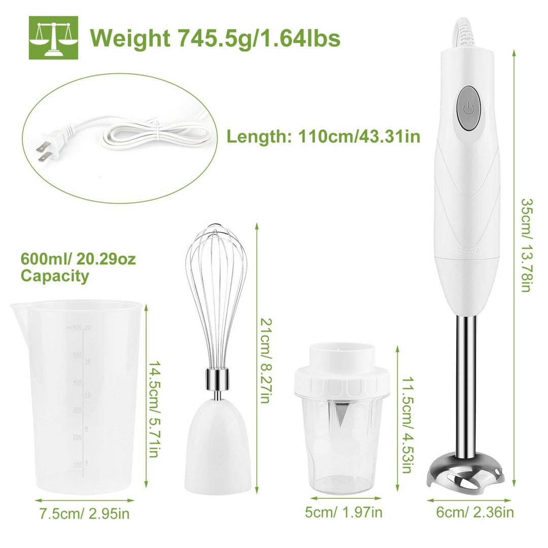 3 In 1 Immersion Hand Blender Multifunctional Stick Mixer Grinder 600ml Beaker Image 4