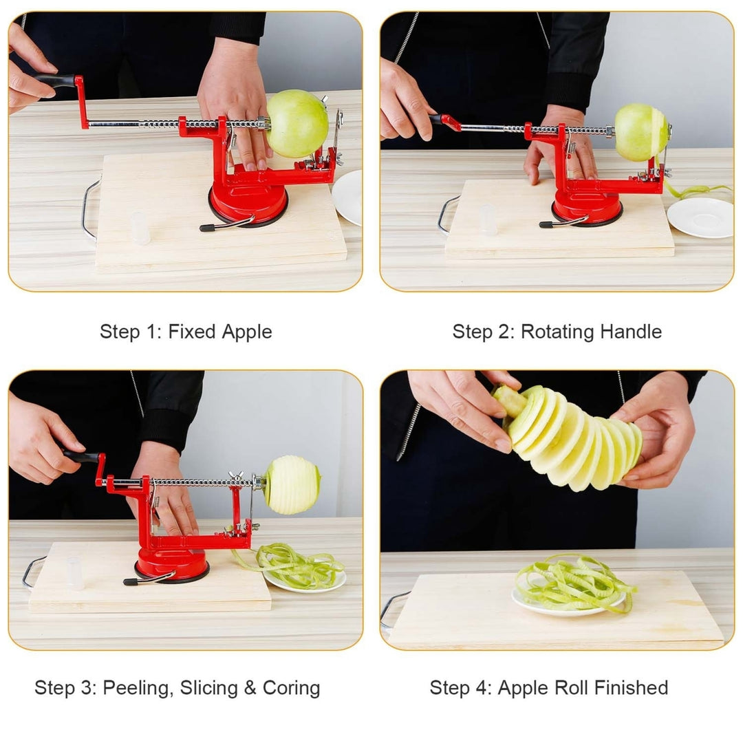 3In 1 Apple Peeler Manual Rotation Potato Fruit Core Slicer Kitchen Hand Cracking Corer Zinc Alloy Peeler Suction Base Image 4