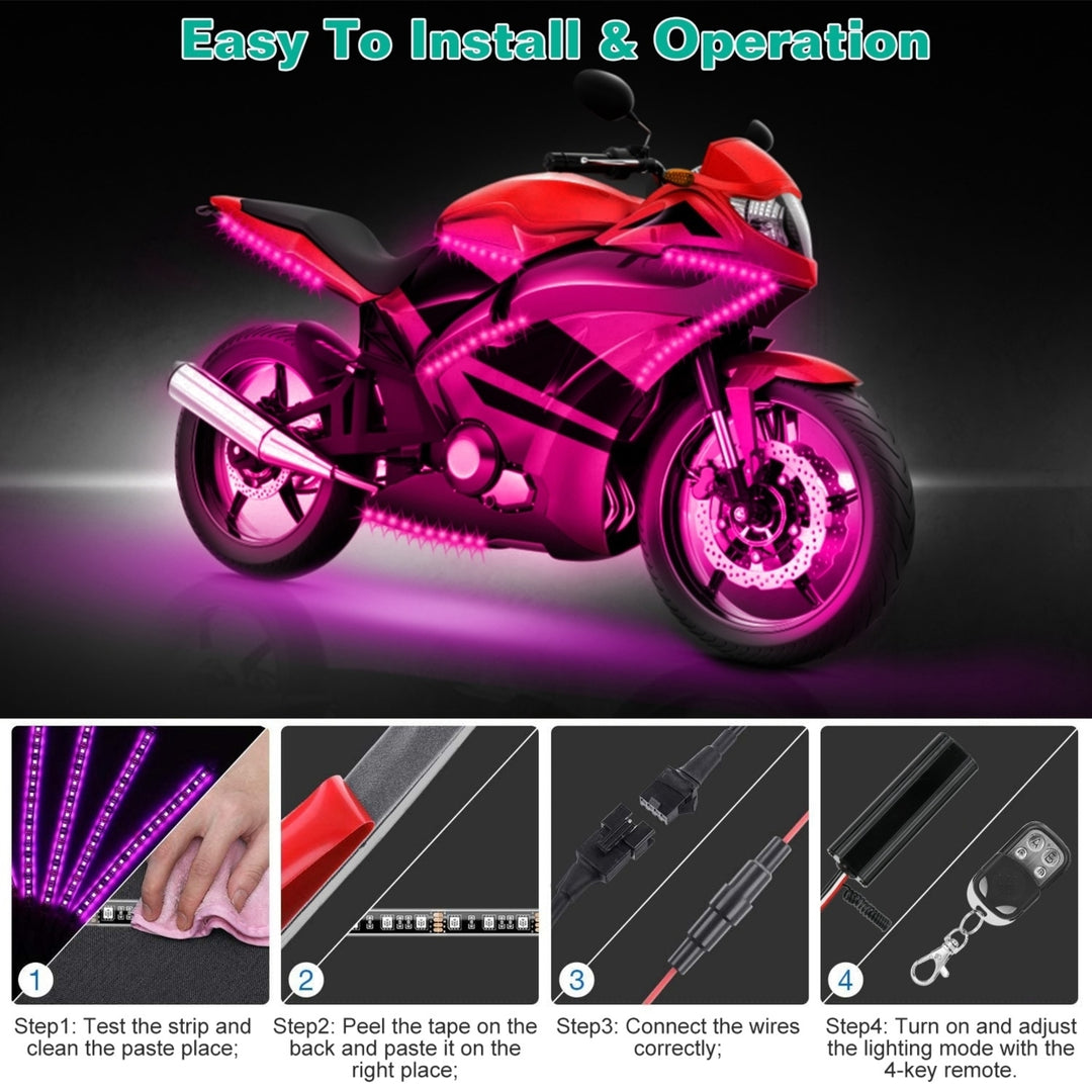 6Pcs Motorcycle LED Light Strips Multi-Color Neon Light Kits Waterproof DC 12V RGB Atmosphere Lights Remote Controller Image 4