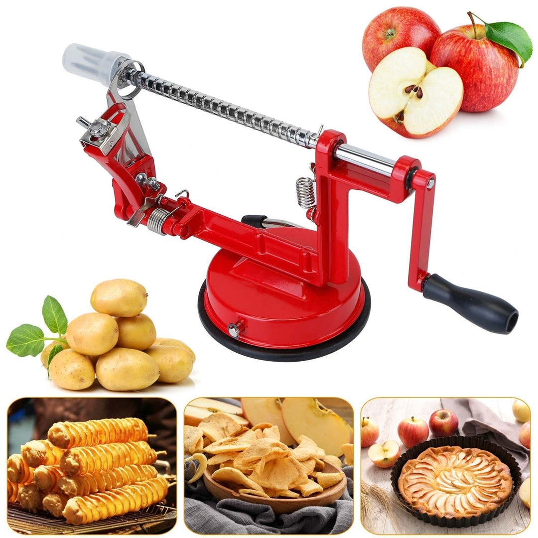 3In 1 Apple Peeler Manual Rotation Potato Fruit Core Slicer Kitchen Hand Cracking Corer Zinc Alloy Peeler Suction Base Image 6
