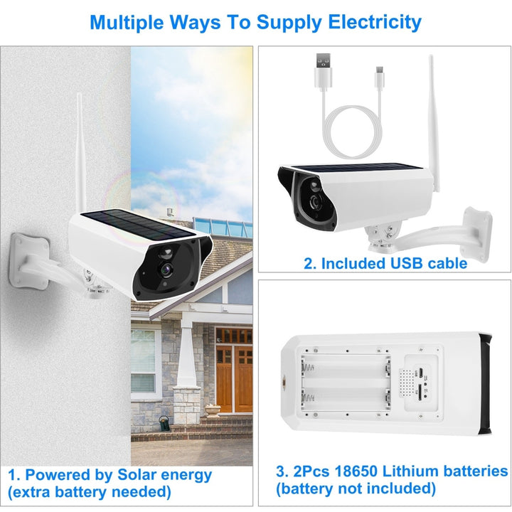 Solar Powered WiFi IP Camera 1080P HD Waterproof Two-Way Intercom IP66 CCTV Image 3