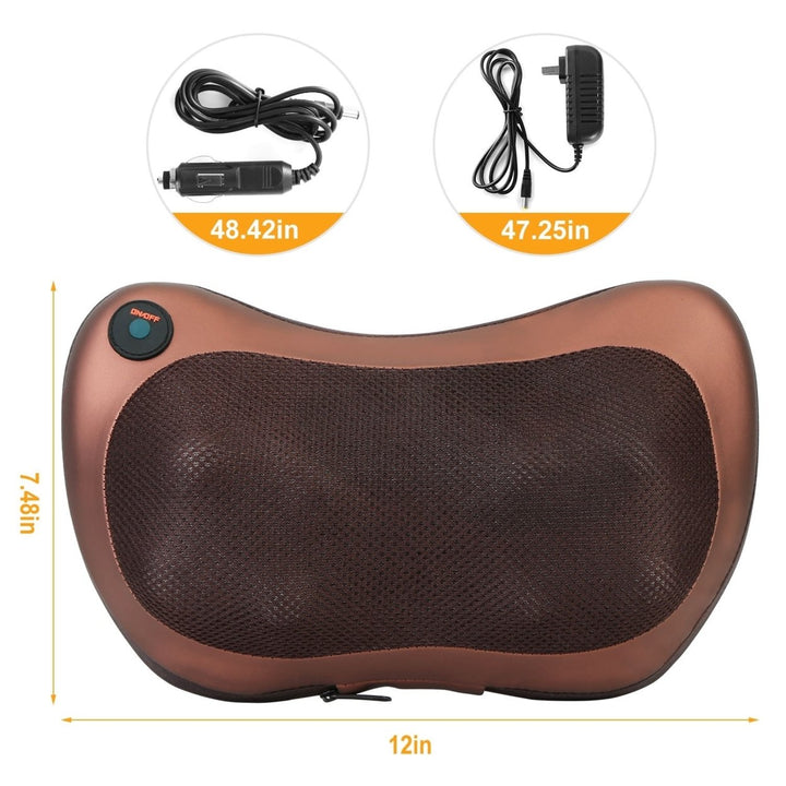 Neck Massage Pillow with Infrared Heat Car Charger Cushioned Pain Relief Image 3