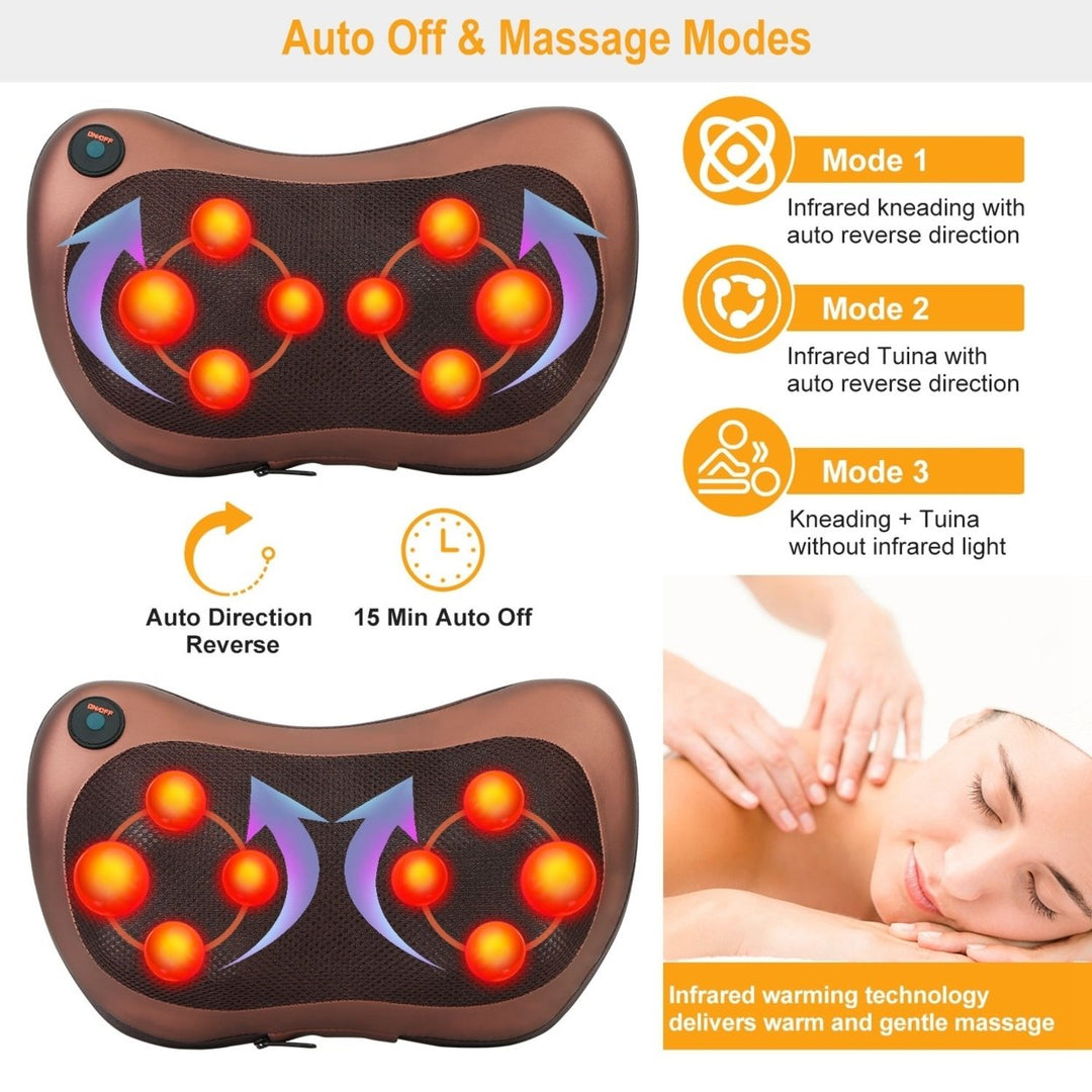 Neck Massage Pillow with Infrared Heat Car Charger Cushioned Pain Relief Image 4