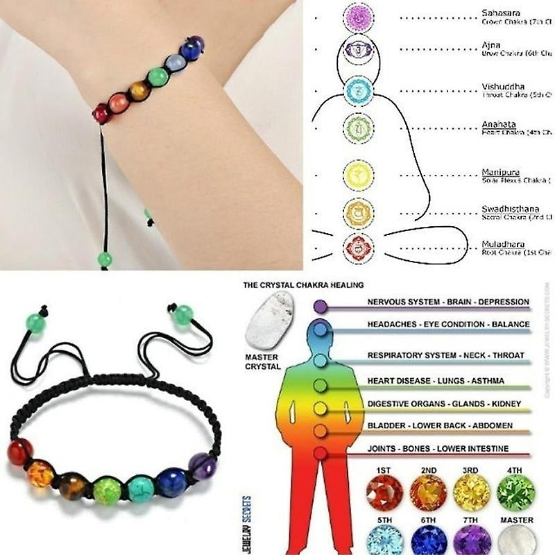 7 Chakra Bracelets Natural Healing Stones Beads Bracelets Adjustable Cord Energy Bracelets Image 4