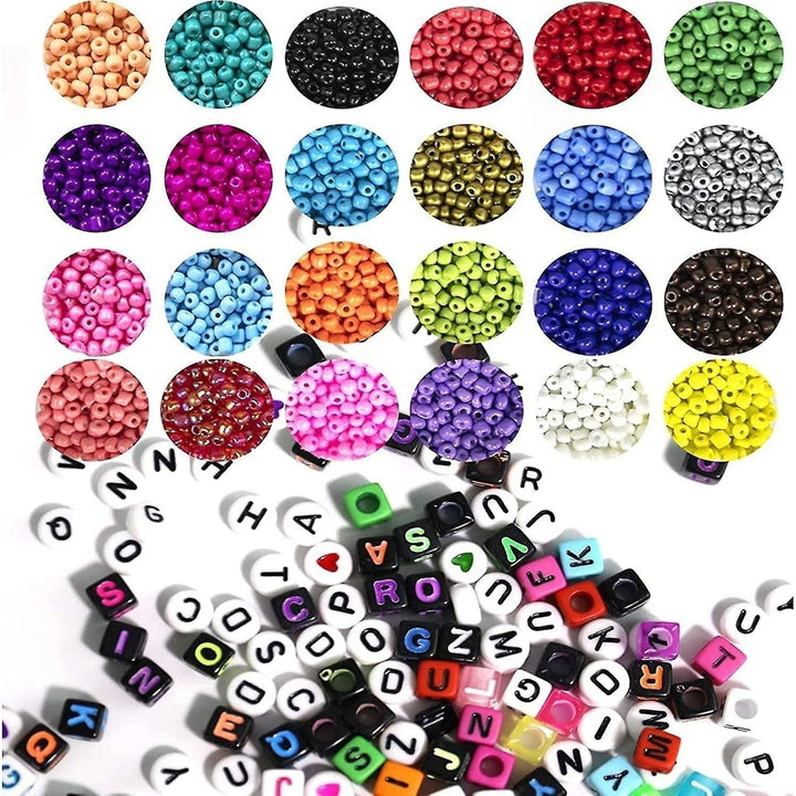 Beads Jewelry Making Kit 5000pcs 4mm Glass Alphabet Beads Diy Bracelet Jewelry Image 3