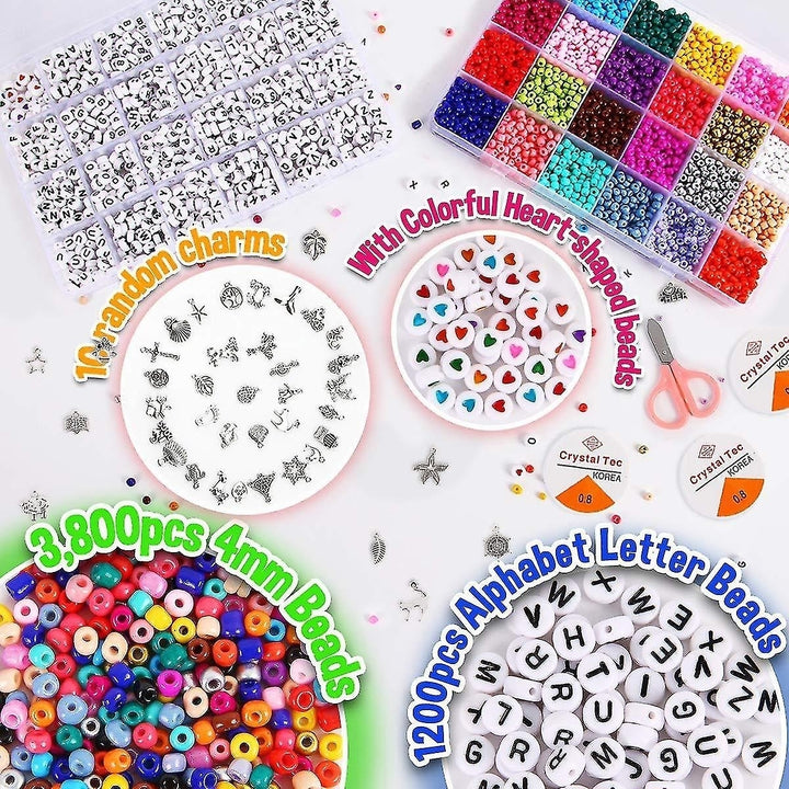 Beads Jewelry Making Kit 5000pcs 4mm Glass Alphabet Beads Diy Bracelet Jewelry Image 4