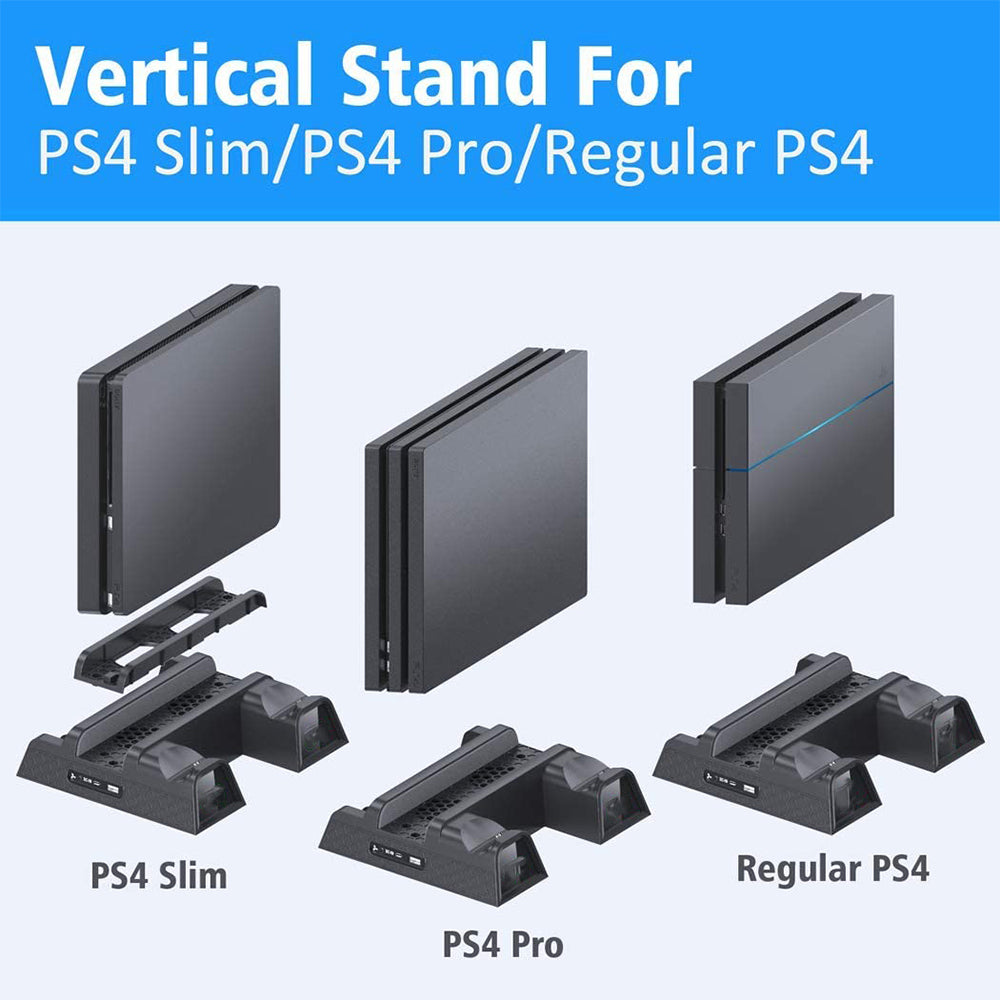 navor Multifunctional Vertical Cooling Stand Compatible with PS4,PS4 SlimPS4 ProPS4 Controller Charger with 12 Pieces Image 4