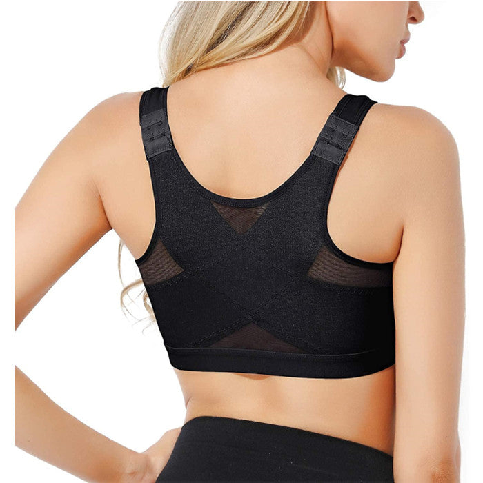 Women Posture Corrector Front Closure Bra Wire Free Back Support Underwear Fitness Yoga Vest Image 8