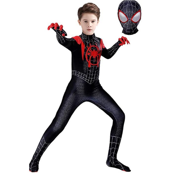 Kids Miles Morales Costume Spiderman Cosplay Jumpsuit Halloween Cosplay Suit Image 1