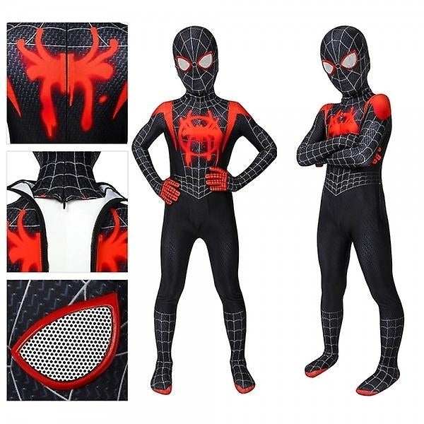 Kids Miles Morales Costume Spiderman Cosplay Jumpsuit Halloween Cosplay Suit Image 2
