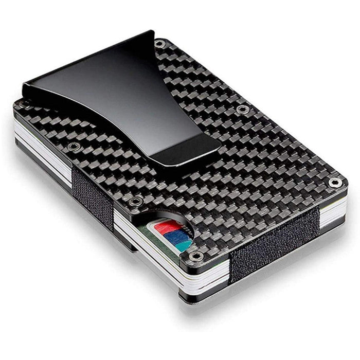 Men Rfid Blocking Slim Money Clip Carbon Fiber Credit Card Holder Pocket Wallet Clip Image 1