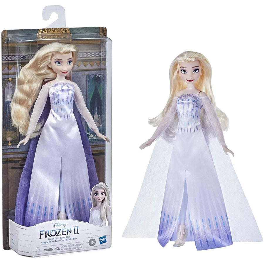 Disney Frozen 2 Queen Elsa Fashion Doll Blonde Blue Gown Cape Posable Hasbro Image 1