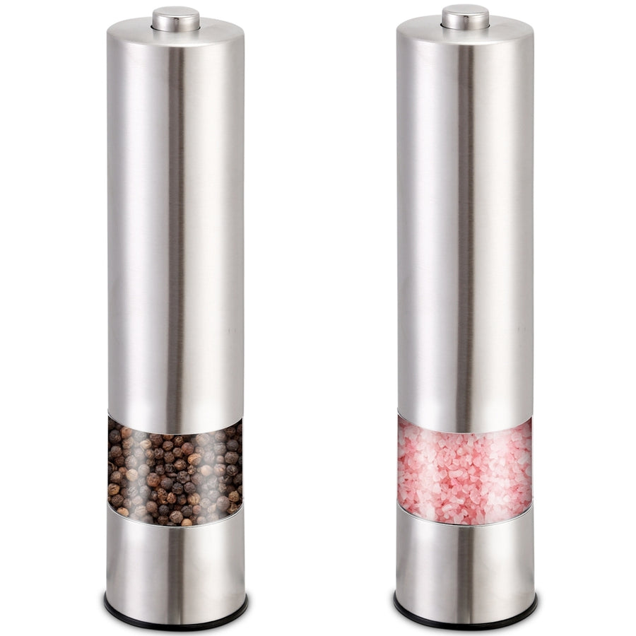 Electric Salt Pepper Grinder with Light Adjustable Coarseness Stainless Steel Salt Pepper Shaker Image 1