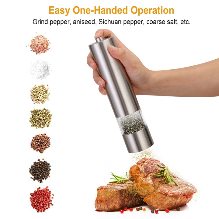 Electric Salt Pepper Grinder with Light Adjustable Coarseness Stainless Steel Salt Pepper Shaker Image 3
